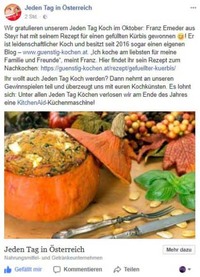 Koch des Monats Oktober 2017 Jeden Tag in Österreich (Facebook)